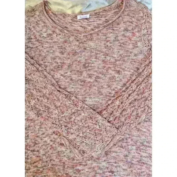 Westport Women's Pink Heathered V-Neck Tunic Sweater Cut Out Sleeves Size 3X - Picture 4 of 9